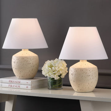 Myron 18" Minimalist Scandinavian Concrete Effect Resin/Iron LED Table Lamp - JONATHAN Y